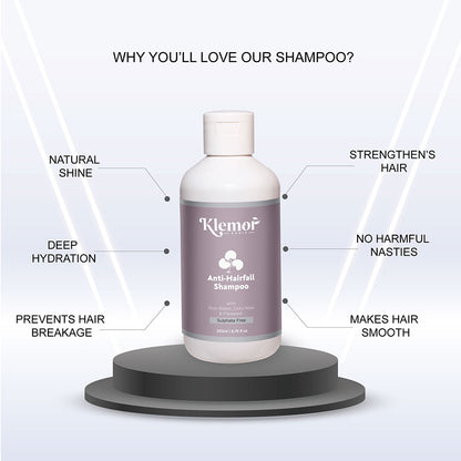 Klemor Anti-Hairfall Shampoo: Natural Shine, Growth, Vegan & Strengthening