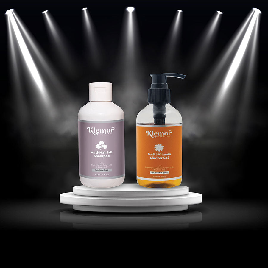 Klemor Anti-Hairfall Shampoo and Multi-Vitamin Shower Gel Combo