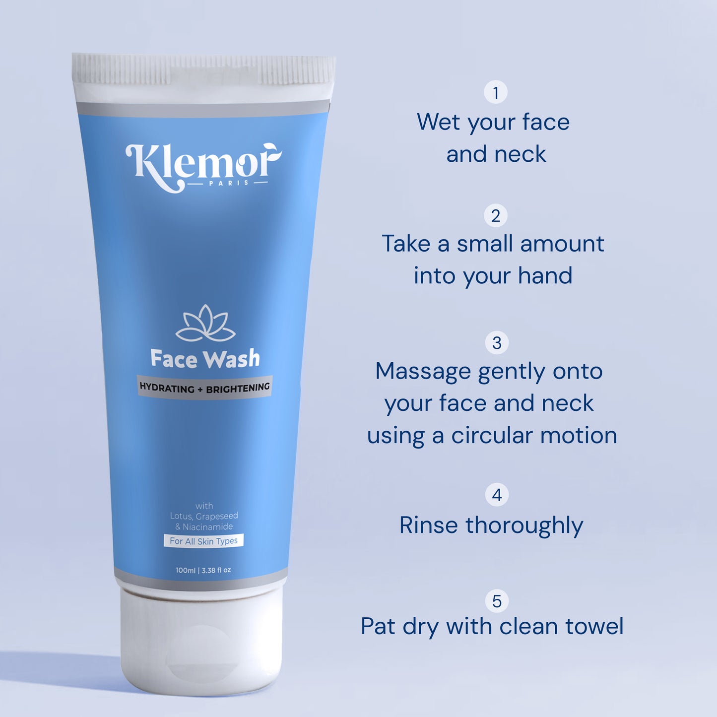 Klemor Hydrating + Brightening Face Wash and Moisturizer Combo